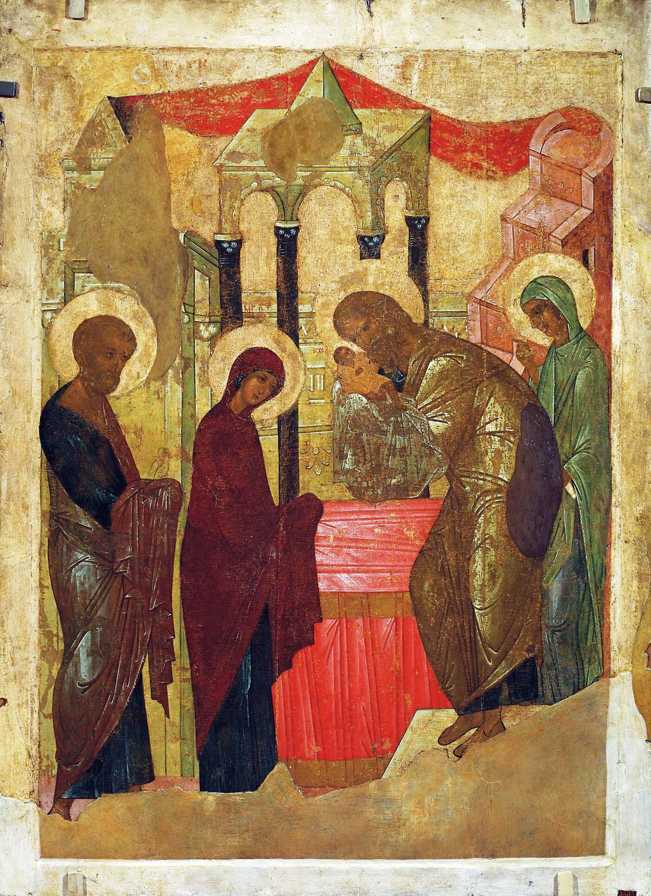 Сретение Господне. Икона, 1408 год. Мастерская Андрея Рублева.